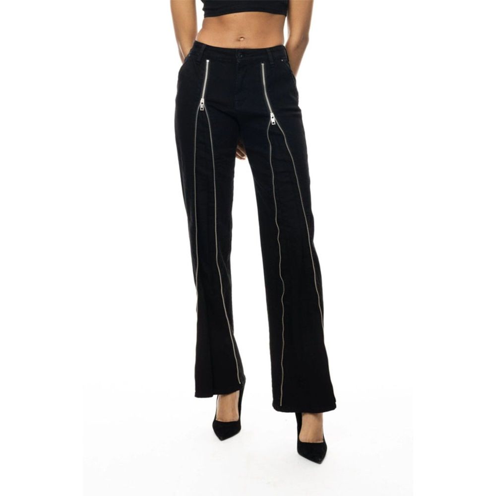 Smoke Rise Women's Zipper Detailed Fashion Denim Black Pants Size 28